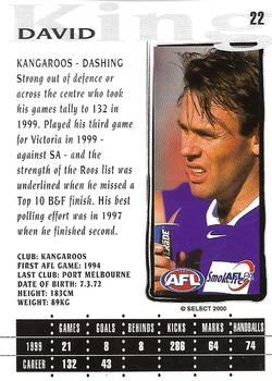 2000 Select AFL Millennium #22 David King Back